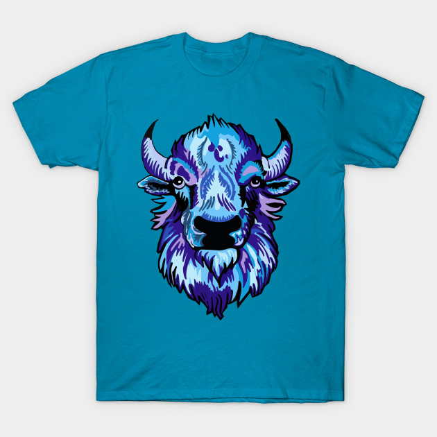 Mindful Vivid Buffalo in Purple & Light Blue by vividbuffalo